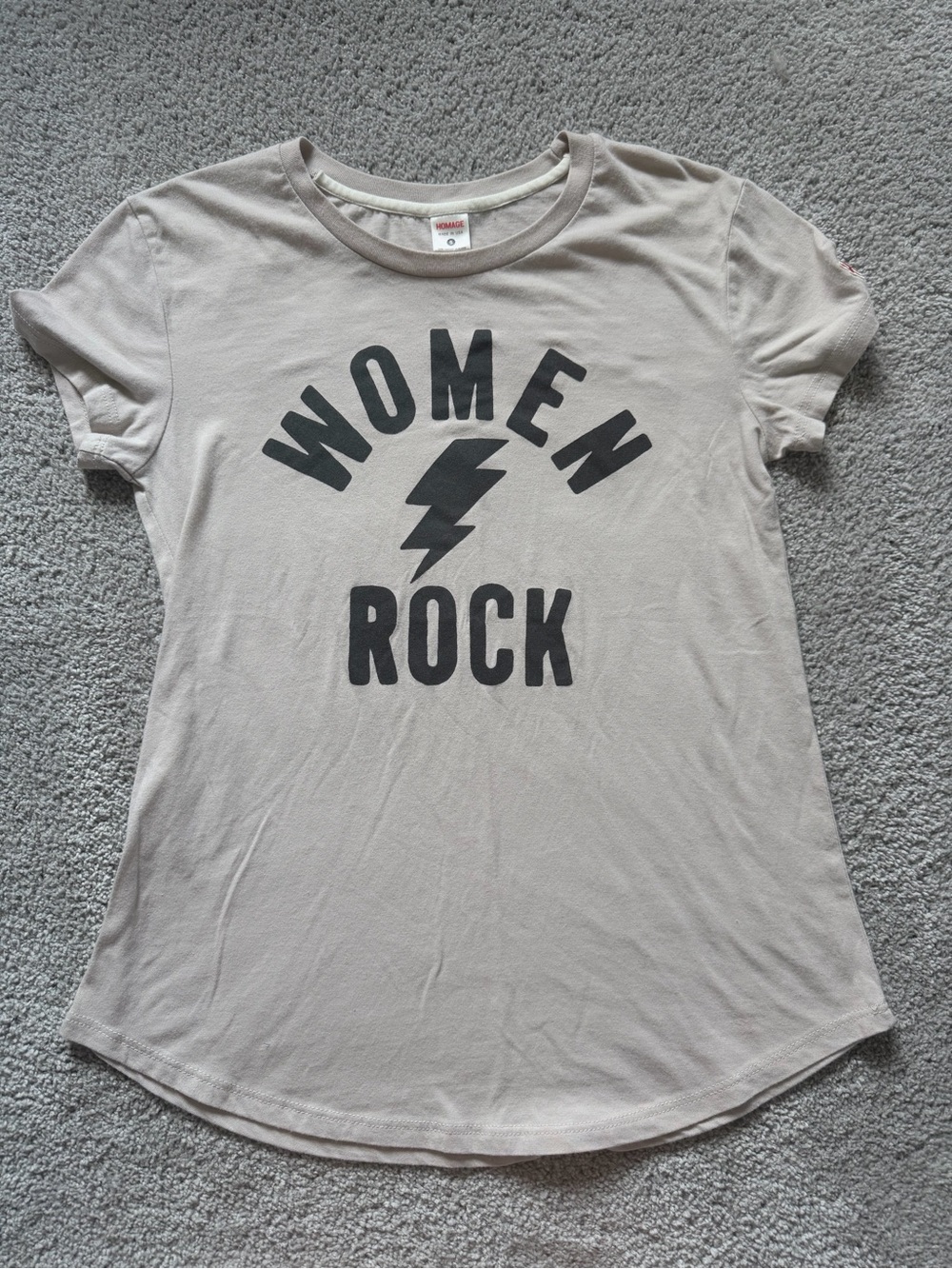 Homage Women Rock Graphic Tee - Light Beige